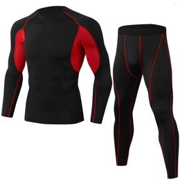 Men's Tracksuits Summer Tight Fitness Sports Training Clothes Elastic Quick-Drying Suit Long Sleeves Trousers Thermo Underwears Suits Set