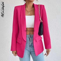 Rose Red Blazers Women Long Sleeve Suits Coat High Street Solid Colour Outwear Outfits Slim Women Blazers and Jackets Veste Femme HKD230901