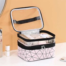 Totes Large capacity cosmetic makeup bag double transparent box travel Organiser female toilet caitlin_fashion_ bags
