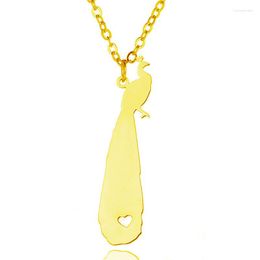 Pendant Necklaces Wholesale Trendy Peafowls Stainless Steel Necklace Heart Women Fashion Jewellery Gift