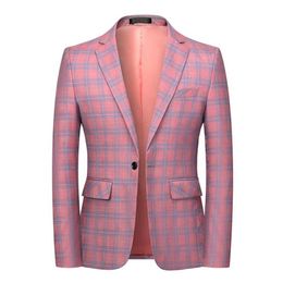 Fashion Spring And Autumn Casual Men Plaid Blazer Cotton Slim England Suit Blasers Masculino Male Jacket3037