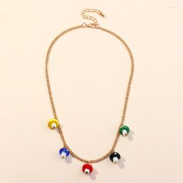 Pendant Necklaces Cute Handmade Colourful Beads Chain Mushroom Charm Necklace For Women Girls Chokers Accessories Year Jewellery Gifts