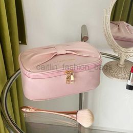 Totes 2023 New Cosmetics Portable Storage makeup bag Large Capacity Waterproof Bowknot Pink Makeup caitlin_fashion_ bags