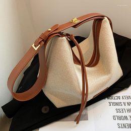 Evening Bags Trendy Designer High Quality Bucket Bag Women Oxford Cloth Armpit Canvas Large Capacity Casual Leather Strap Saddle