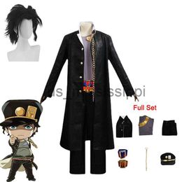 Cosplay Wigs JoJo's Bizarre Adventure Kujo Jotaro Cosplay Costume Jotaro Kujo Uniform Cosplay Clothing Costume Anime Halloween Cosplay Wig x0901