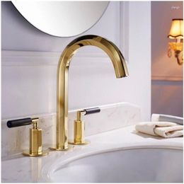 Bathroom Sink Faucets Basin Faucet Mixer 8 Inch Rose Gold Lavatory Tap Brass Three Hole