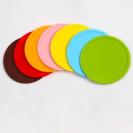 Table Mats 5Pcs Silicone Coasters Decoration Round Pad Waterproof Non-slip Heat Insulation Placemat Kitchen Novel Accessories