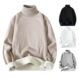 Men's Sweaters 2023 Velvet Lined Warm Turtleneck Sweater Men Women Slim Thick Knitting Winter Pullover Elastic Soft Tops Fall Plush Knitwear