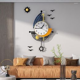 Wall Clocks Decorative Clock Navigation Sailboat Creative Design Interior Watch Decoration Living Room Background