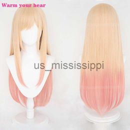 Cosplay Wigs High Quality Anime My DressUp Darling Marin Kitagawa Cosplay Wigs Long Pink Gradient Heat Resistant Hair Party Wig a wig cap x0901