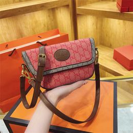 Red 2023 New Popular Fashion Print Cross Small Square for Women Single Shoulder Bag 60% Off Outlet Online