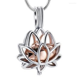 Pendant Necklaces Cremation Jewelry Ashes Urn Necklace With Hollow For Lotus Flower Shape Keepsake