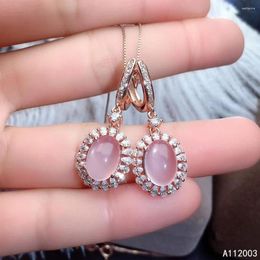 Dangle Earrings KJJEAXCMY Fine Jewellery 925 Sterling Silver Inlaid Natural Rose Quartz Female Eardrop Luxury Support Detection