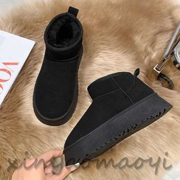 Ultra mini bota plataforma ug mostarda semente bota driftwood cabra chinelos slides les petites camurça mistura de lã inverno designer bota