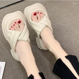 Slippers QSROCIO Fairy Style Muffin Thick Sole Cross France Fashion Summer Women's Beach Shoes Girl Casual Commuter Sandal