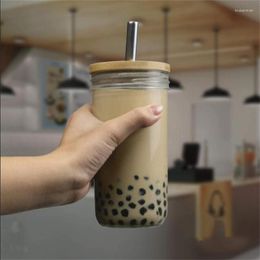 Storage Bottles Drinking Accessories 24oz With Lid Beer Milk Tea Water Cup Straw Juice Bottle Glass