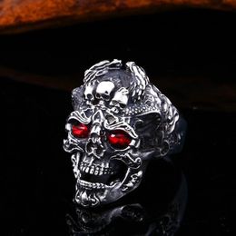 Wedding Rings Retro Gothic Skull Ring Suitable for Mens Punk Rock Locomotive Jewelry Halloween Gift 230831