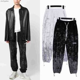 American Sweat Clothes Pants Crack Amiirii Mens Trend Fashion Designer Dyed Sports Pants Printed Casual Leggings