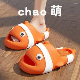 Slippers Thick Platform Unisex Cartoon Clown Fish Cute Women Soft Indoor Slides Men Sandals Summer Lovers Non-slip Flip Flops