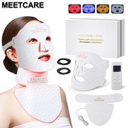 Face Massager 4 Colors Silica Gel LED Neck Mask Professional NIR Pon Therapy Skin Tighten Brighten Rejuvenation Anti Aging SPA 230831