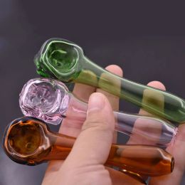 High Quality Glass Oil Burner Pipes Thick Skull Smoking Hand Pipe Thick Pyrex Tobacco Dry Herb Spoon Pipes for Dab Rig Bong 10pcs LL