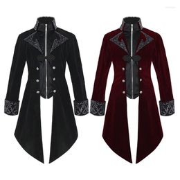 Men's Trench Coats Jacket Steampunk Man Coat Gothic Tailcoat Mediaeval Clothing Victorian Windbreaker Halloween Costume