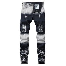 2019 New Straight Brand Men Ripped Jeans Trousers Fashion Brand Design Denim Pants Retro Sexy Hole Personality Ripped Jeans2312