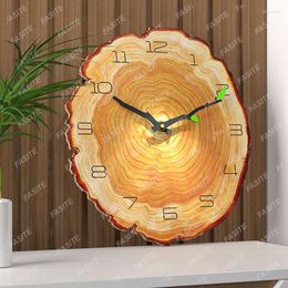 Wall Clocks 12 Inch Houten Wandklok Modern Design Home Keuken Stille Uurwerk Decor Quartz Jaarlijkse Ring Ontwerp Wanddecoratie