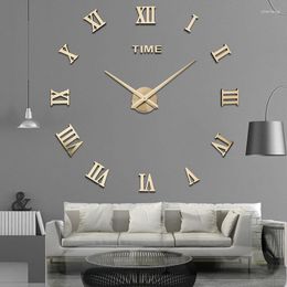 Wall Clocks Sale Roman Numerals Clock Acrylic Material Self-adhesive Modern Home Decor 3D DIY Digital Stickers Living Room