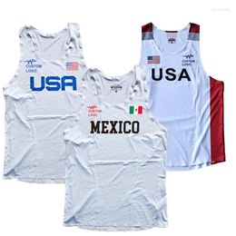 Men's Tank Tops MEXICO USA CANADA Stripes Man Fast Running Net Breathable Vest Speed Professional Athlete Track Field Singlet Customizable