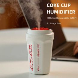 Humidifiers Trendy Cola Cup Air Humidifier Car 400ML Portable Diffuser Essential Oils for Home 1200mAh Aromatherapy Humidifiers Diffusers Q230901