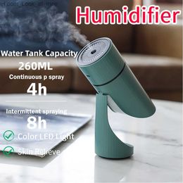 Humidifiers 260ML Wireless Air Humidifier LED USB Aromatherapy Diffuser 1000mAh Rechargeable Battery Ultrasonic Cool Mist Maker Quiet Fogger Q230901