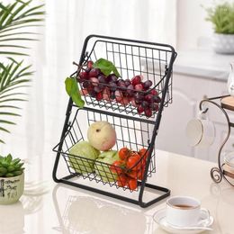 Kitchen Storage Removable Shelf Iron Spice Seasoning Bottle Basket Vegetables Fruits Holder Desktop Standing Rack Organizer