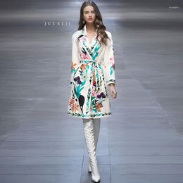 Women's Trench Coats Coat Women 2023 Printed Waist Slimming Long Autumn Senior Sense Design Wear