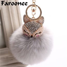 Keychains Lanyards Charms Crystal Faux Fur Keychain Women Trinkets Suspension Bags Car Key Chain Ring Toy Gifts Llaveros Jewellery Pendants 230831