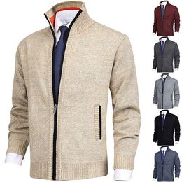 Men's Sweaters Fashionable Cardigan Coat for Men Large Size Solid Colour Cotton Jacket AutumnWinter 2024 Update Stand Collar Fashion Sweater 230831