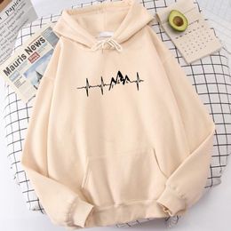 Men's Hoodies Comfortable Brand Sportwear Funny Mountain Ecg Printing Sweatshirt Thermal Vintage Mens Hoodie Oversized Soft