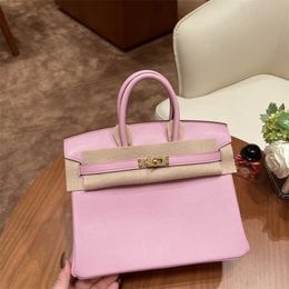 Leather Bk Platinum Family Genuine Handbag Hand-stitched Brand Broccoli Purple Gold Buckle Luxury Women's Bag