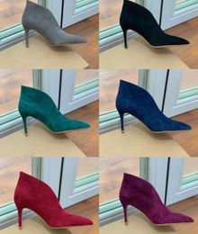 Neue spitze Schuhe Leder-Stiefeletten mit hohem Absatz, 8,5 cm schmale Absätze, exquisite Mode, Luxus-Designer-Schuhfabrik, Schnürsenkel-Schuhkarton