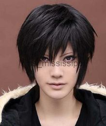 Cosplay Wigs Men Anime Cosplay Wig Male Short Straight Black Costume Synthetic Hair Cos Wigs Peruca Pelucas x0901