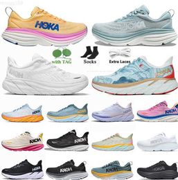 HOKA ONE One Bondi H Running shoes Women Men Designer Clifton H Carbon X 2 Athletic Shoe Shock Absorbing Road Fashion Sneakers highway climbing Motion design 669ess