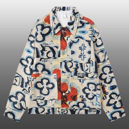 Men's Jackets High Quality Fall Men Ethnic Retro Flower Pattern Jacket Contrast Color Streetwear Vintage Leisure Coat 230831