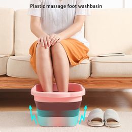 Foot Treatment Bath Basin Foldable Massage Tub Home Travel Wash Bucket Dark Blue cvgertg 230831