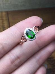 Cluster Rings 925 Silver Natuarl Diopside Girl Fashion Jewellery FINE CLASSIC Women Ring J050701agt