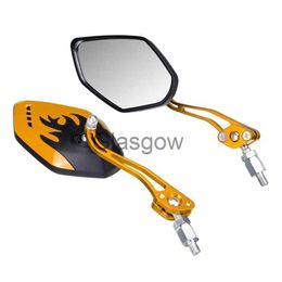 Motorcycle Mirrors Pairs of Distinctive Flame 8mm 10mm Rearview Side Mirror for Motorcycle Scooter Moped Bike x0901