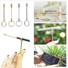 smoke shop Metal pipe Diameter Cigarette Holder Ring Rack Vintage Metal Finger Slim Cigarettes Smoking Accessories Smoker Gift Set