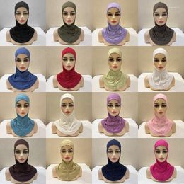 Ethnic Clothing Eid Muslim Womens Solid Colour One Piece Amira Hijab Cap Ramadan Islamic Wear Directly Inner Turban Underscarf Hats Headwear