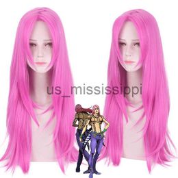 Cosplay Wigs Anime 70CM JoJo's Bizarre Adventure Diavolo Anime Long Heat Resistant Cosplay Costumes Wig Women Men Wigs x0901