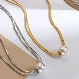 Pendant Necklaces IHUES Fashion Temperament Double Layered Pearl Necklace For Women Simple Design Engagement Decoration Birthday Gift