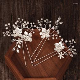 Hair Clips Women Silver Colour Headpieces Wedding Jewellery Accessories Crystal Pearls Forks For Bridal Hairstyle
